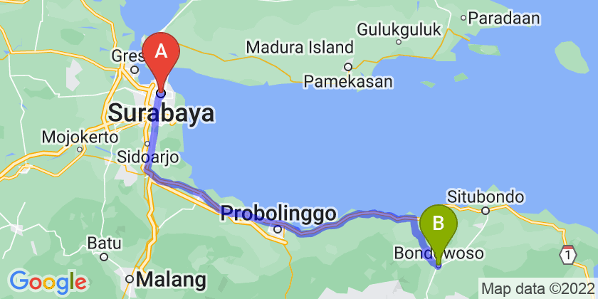 rute perjalanan Surabaya-Bondowoso