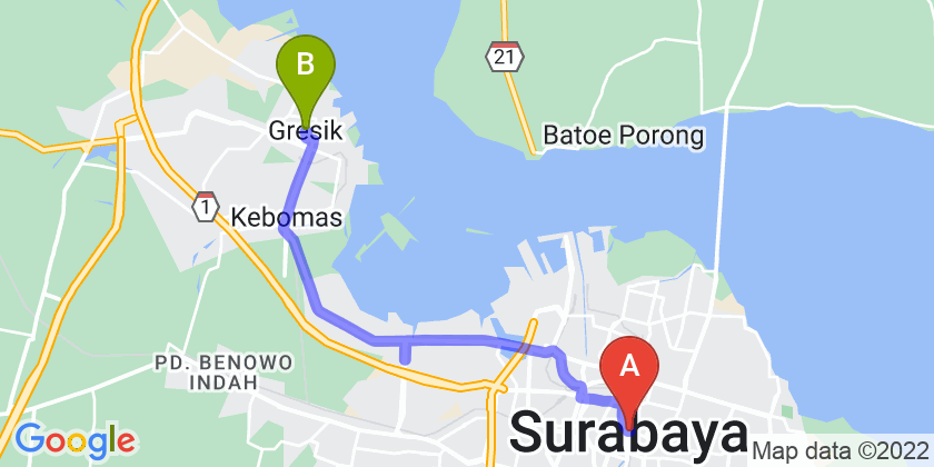 rute perjalanan Surabaya-Gresik