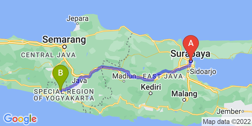 rute perjalanan Surabaya-Jogja