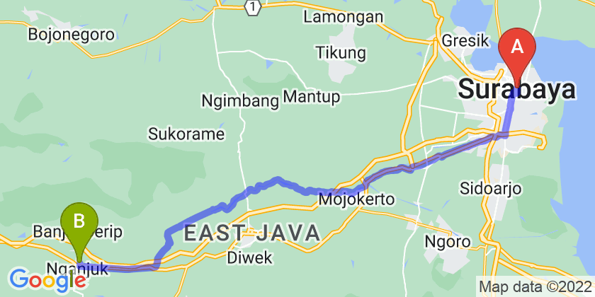 rute perjalanan Surabaya-Nganjuk